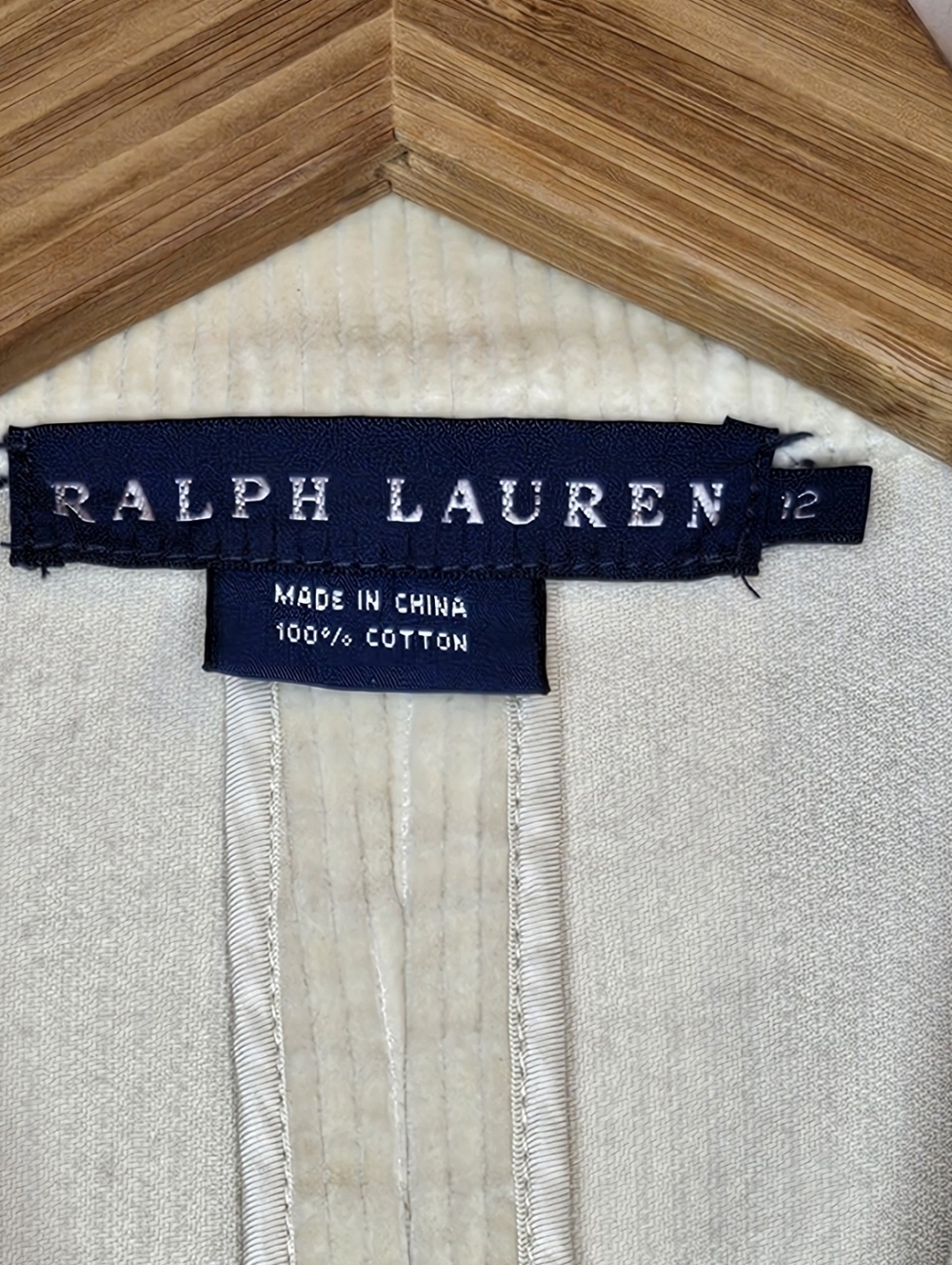 Ralph Lauren Corduroy Blazer – Size 12 – Crème / Beige – Blue Tags - Picture 14 of 14